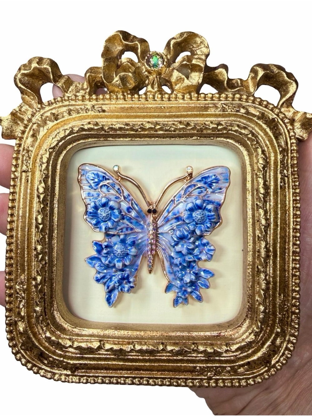 Ornate Gold Framed Butterfly Art Cottagecore Decor